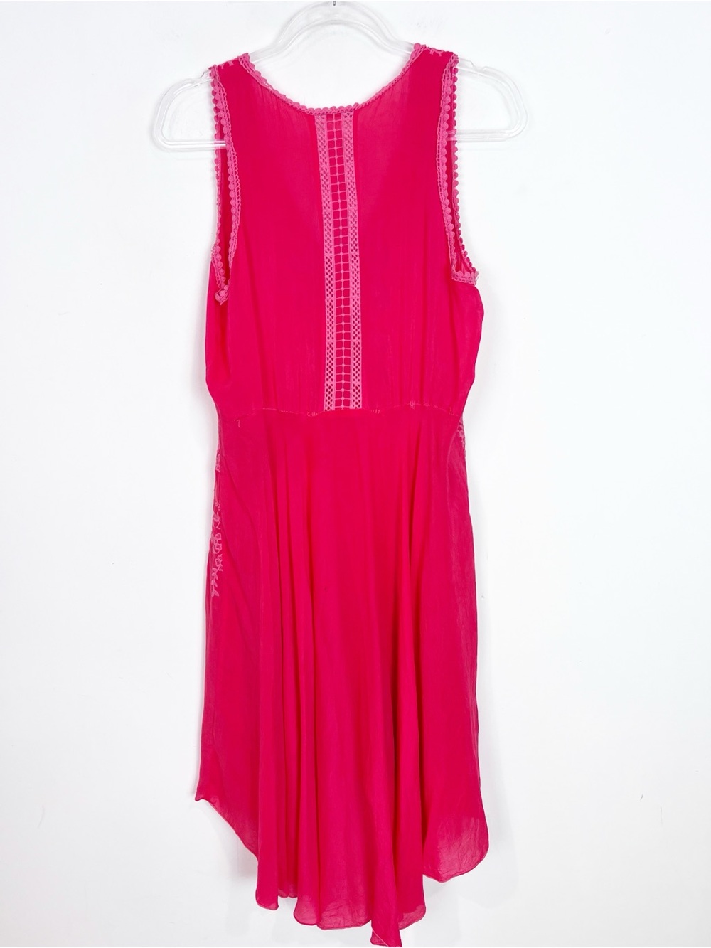 JOHNNY WAS ORANGE PINK EMBROIDERED SLEEVELESS V-NECK SILK BLEND DRESS LARGE - Picture 5 of 8